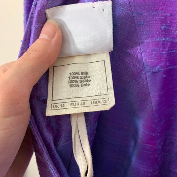 Stunning Vintage Laura Ashley Dupioni Silk Dress Women's 12 - Picture 3 of 4